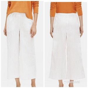 Eileen Fisher White Striped Pants